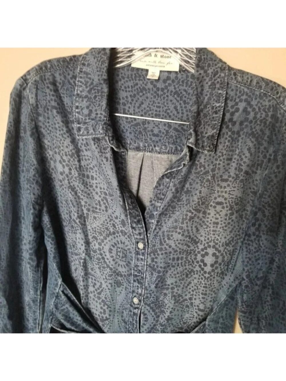 Anthropologie Cloth & Stone Printed Chambray Dress XS - Picture 9 of 15